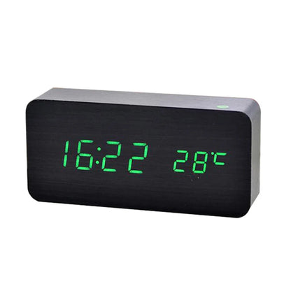 Réveil numérique en bois, réveil LED avec température, horloges de bureau pour bureau, horloge de chevet