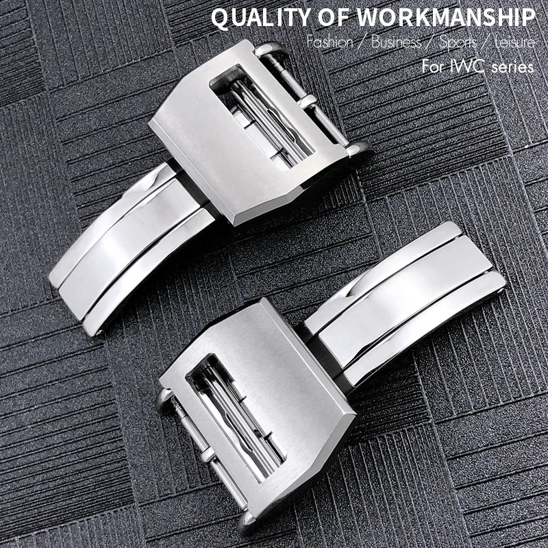 Thick folding clasp for Schaffhausen watches, stainless steel, large IWC Pilot clasp, watch accessories, 18mm