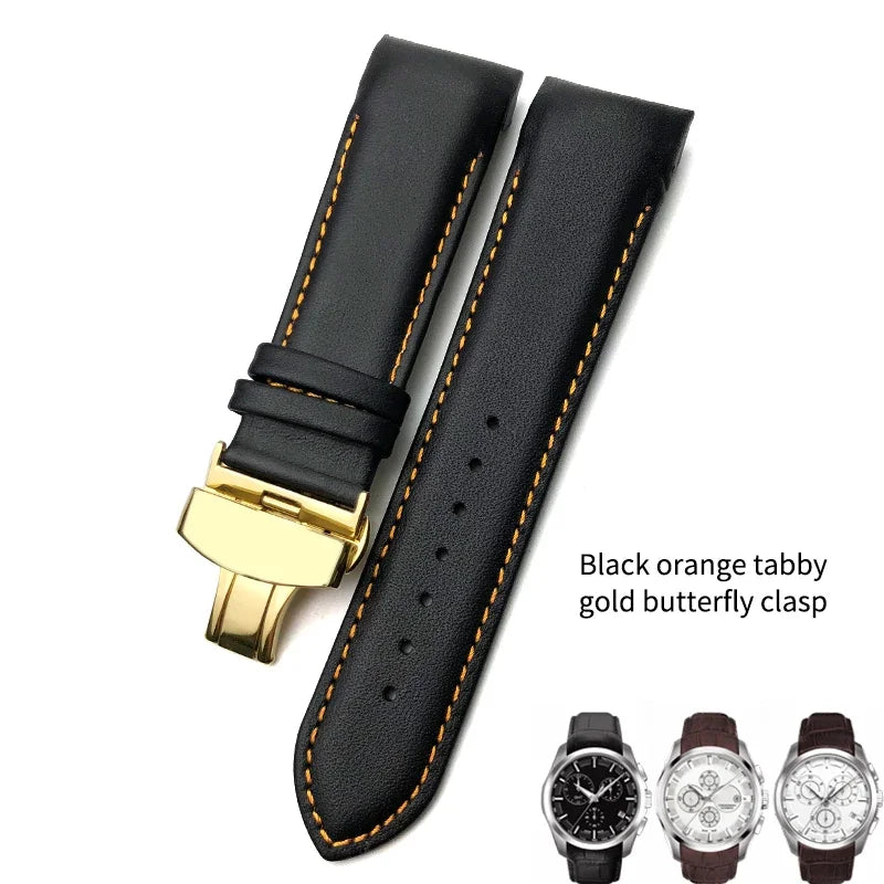 Cinturino per orologio in vera pelle 22mm 23mm 24mm adatto per Tissot T 035617 T035 cinturino in pelle di vacchetta nera fibbia deployante uomo