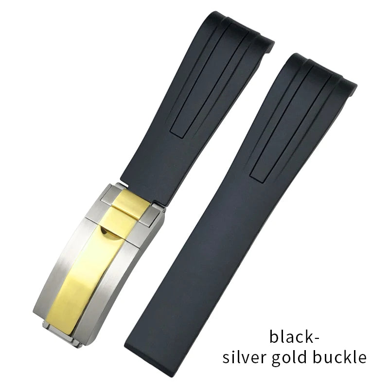 Uhrenarmband aus Kautschuk und Silikon, gebogenes Ende, 18mm 19mm 20mm 21mm 22mm, für Submariner DayRequiRolex Gstuff IWC Pilot, Uhrenarmband-Zubehör