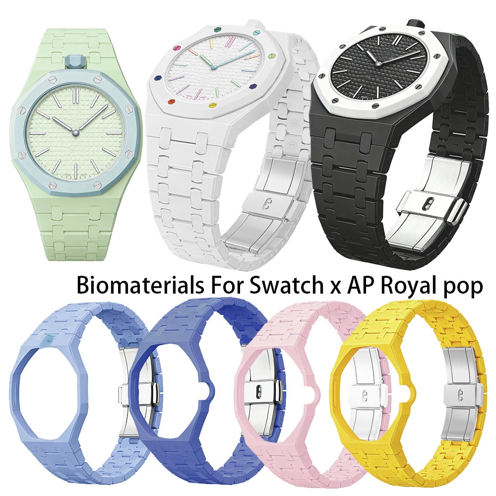 Étui et bracelet en céramique biocéramique 2 en 1 pour montres de poche Swatch x AP Royal pop, kit de modification pour transformer en montre-bracelet