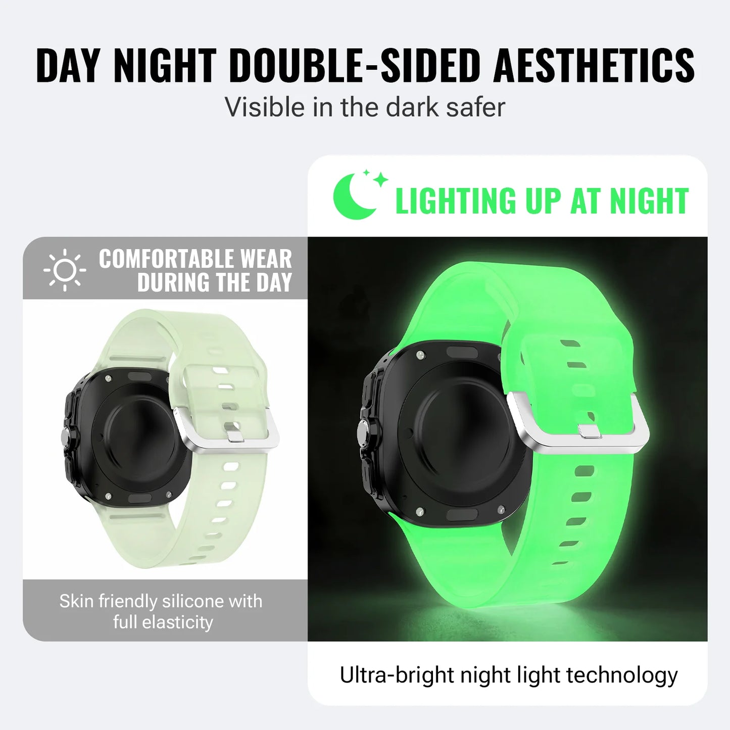 Solid Color Luminous Silicone Watch Strap, Compatible with Samsung Galaxy Watch Ultra 47mm, Unisex Replacement Band