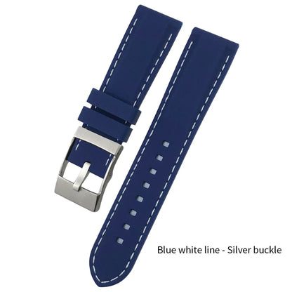 Bracelet de Montre en Caoutchouc de Silicone Souple, Coloré, pour Breitling SEIKO Longines Tudor mol, 20mm 21mm 22mm 23mm 24mm