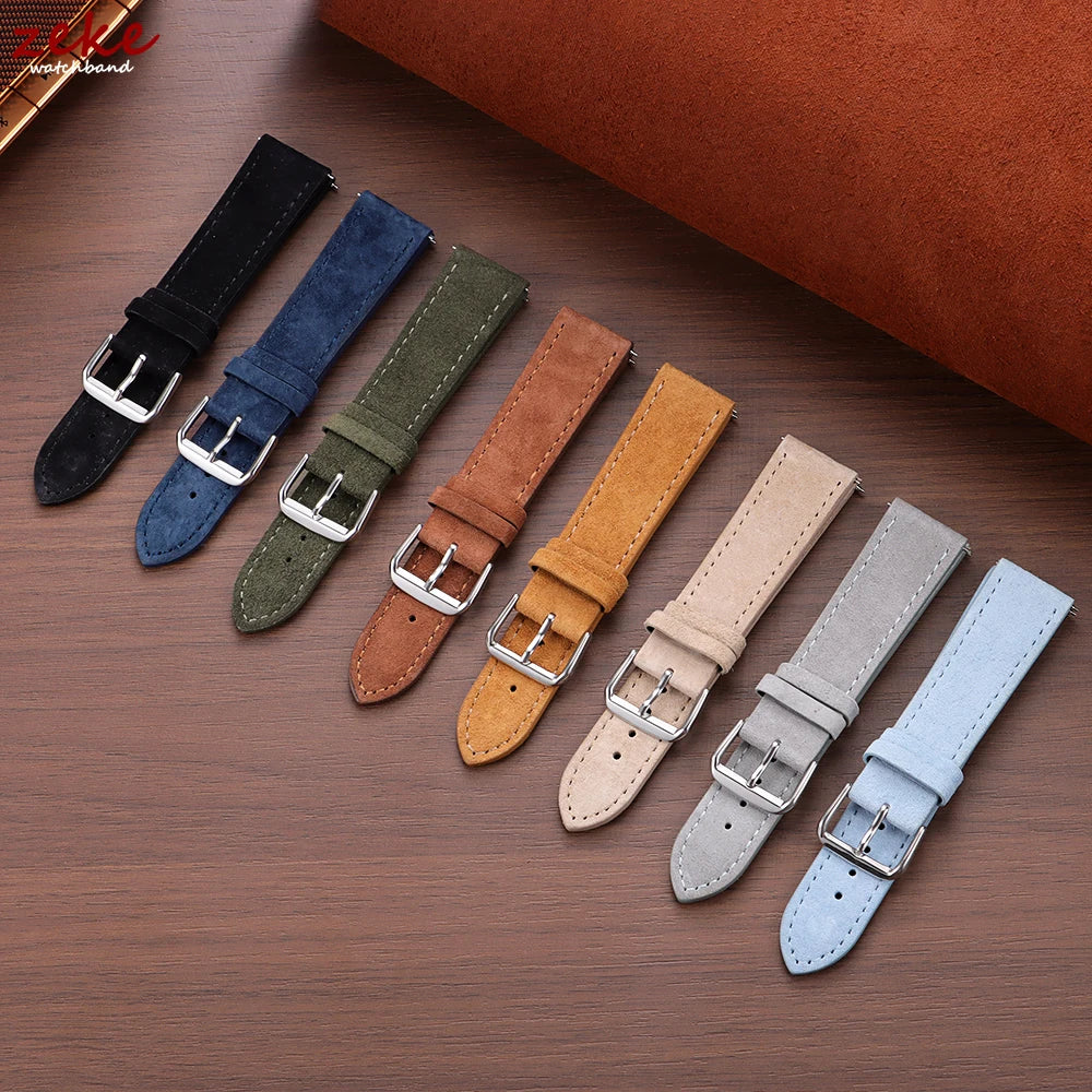 Vintage Suede and Cowhide Watch Strap, 18mm 19mm 20mm 22mm, Quick Release Watch Band for Men and Women, Universal Strap