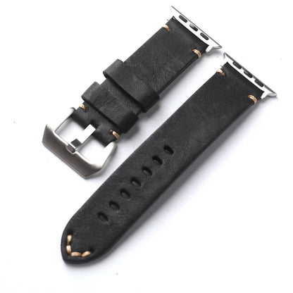 Cinturino per orologio da uomo in pelle bovina fatto a mano per Iwatch, nero e marrone, per Apple Watch 8/7 Ultra, spessore 45 49MM