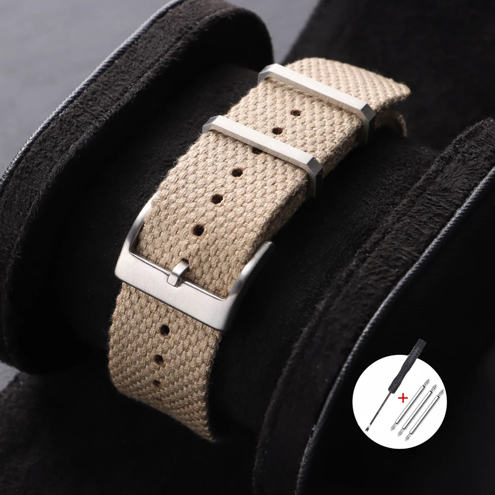 Nouveau Bracelet de montre en Nylon nervuré 20mm 22mm Bracelet de montre universel boucle militaire lavable Bracelet pour hommes bracelets accessoires de montre