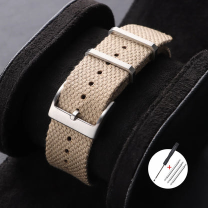 Nouveau Bracelet de montre en Nylon nervuré 20mm 22mm Bracelet de montre universel boucle militaire lavable Bracelet pour hommes bracelets accessoires de montre
