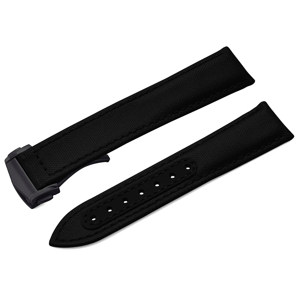 Bracelet de montre en Nylon en tissu voile, 20mm 22mm, en cuir, pour Omega Seamaster Swatch, boucle pliante, Bracelet universel