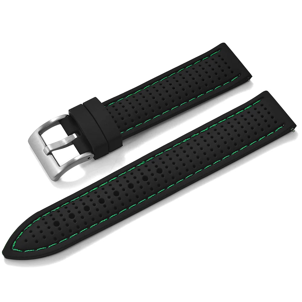 Bracelet de montre sport en silicone à dégagement rapide - Bracelet en caoutchouc souple respirant et imperméable, ajustement universel 18 mm 20 mm 22 mm pour hommes et femmes