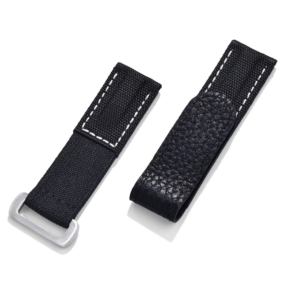 20mm Premium Quality Hook and Loop Adhesive Leather Nylon Elastic Watch Strap Replacement Watch Accessories Watchband