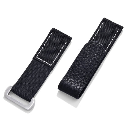20mm Hook-and-Loop Elastic Watch Strap, High-Quality Leather and Nylon Replacement Band, Watch Accessories