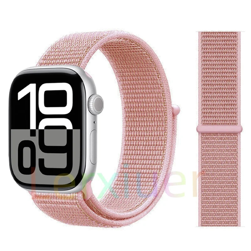 适用于 Apple Watch 46mm 44mm 45mm 40mm 41mm 42mm 的尼龙回环表带，适配 iWatch 系列 11 10 9 SE 8 7 6 5 4 Ultra 3 2 49mm