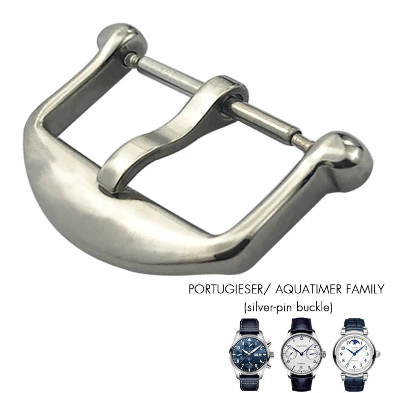 Structure de déploiement en acier inoxydable SION L, bracelet de montre en cuir, fermoir pliant, or rose, caoutchouc, marque pilote IWC, portugais, 18mm