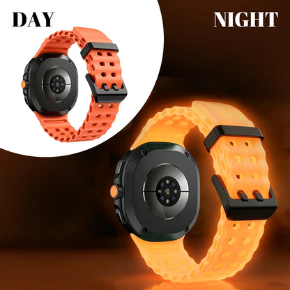Cinturino per orologio sportivo luminoso in silicone Ocean per Samsung Galaxy Watch 8 9 40/44 mm 8 Classic 46 mm, cinturino di ricambio unisex