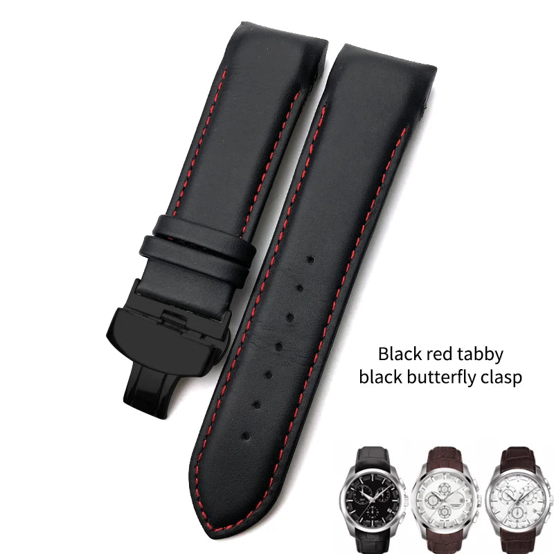 Bracelet de montre en cuir véritable à extrémité incurvée, 22mm 23mm 24mm, pour ceinture de montre Tissot 1853 COUTURIER T 035407 A T 035627 Outils de sangle pour hommes
