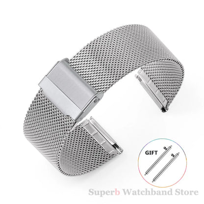 Bracelet milanais universel à dégagement rapide, 18mm, 20mm, 22mm, 12mm, 14mm, 16mm, 17mm, 19mm, 21mm, 24mm, maille 0.6, acier inoxydable