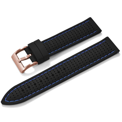 Bracelet de montre sport en silicone à dégagement rapide - Bracelet en caoutchouc souple respirant et imperméable, ajustement universel 18 mm 20 mm 22 mm pour hommes et femmes