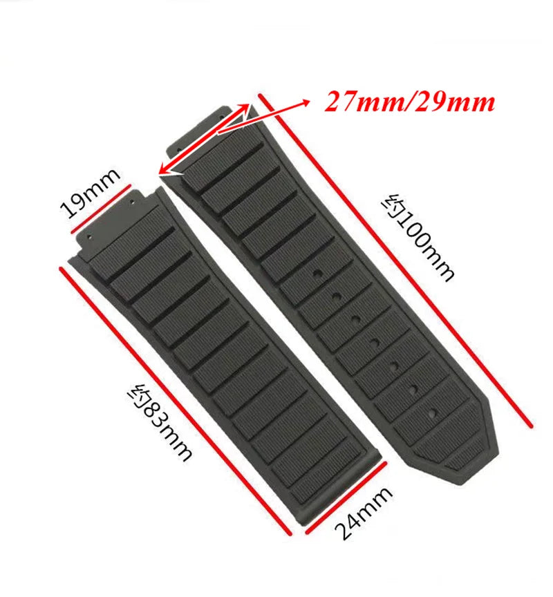 19*29mm 19*27mm for Hublot King Power UNICO Big BANG Watch Strap Silicone Rubber Band Interface Replacement Strap with Tool