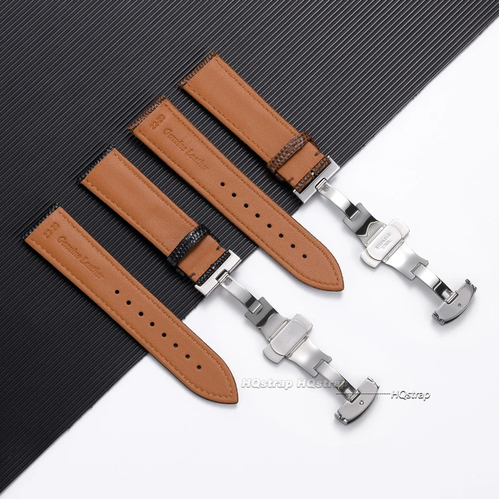 Cinturini per orologi in pelle di vitello, motivo lucertola, accessori per orologi 14 16 18 19 20 21 22mm, cinturino in pelle con chiusura a farfalla