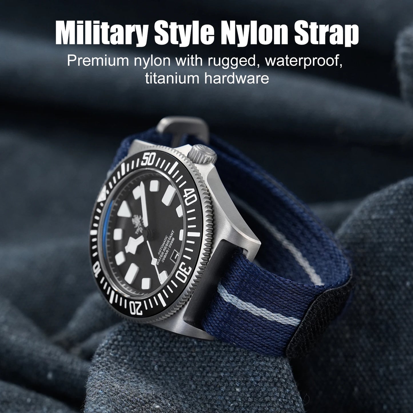 Bracelet en Nylon à boucle en titane de qualité supérieure, 20mm 22mm, tissage respirant, ceinture bleue, accessoires de montre pour hommes