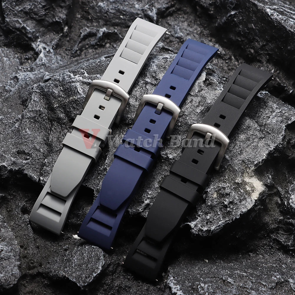 Bracelet en caoutchouc silicone respirant 20 mm 22 mm pour hommes et femmes, à libération rapide, étanche, pour plongée et sport, bracelet de remplacement pour montre