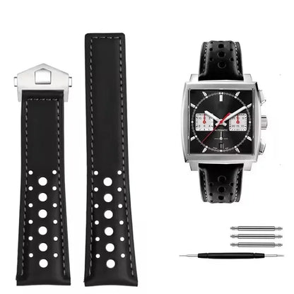 Bracelet montre 22mm Rallye en cuir véritable - Boucle Déployante Universel