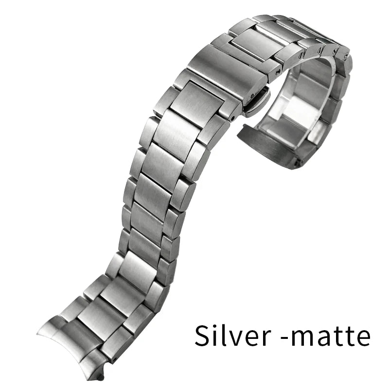 Bracelet de montre en acier inoxydable à extrémité incurvée, 19mm 20mm 21mm, pour Omega Seamaster AT150 Aqua Terra, métal argenté, étanche