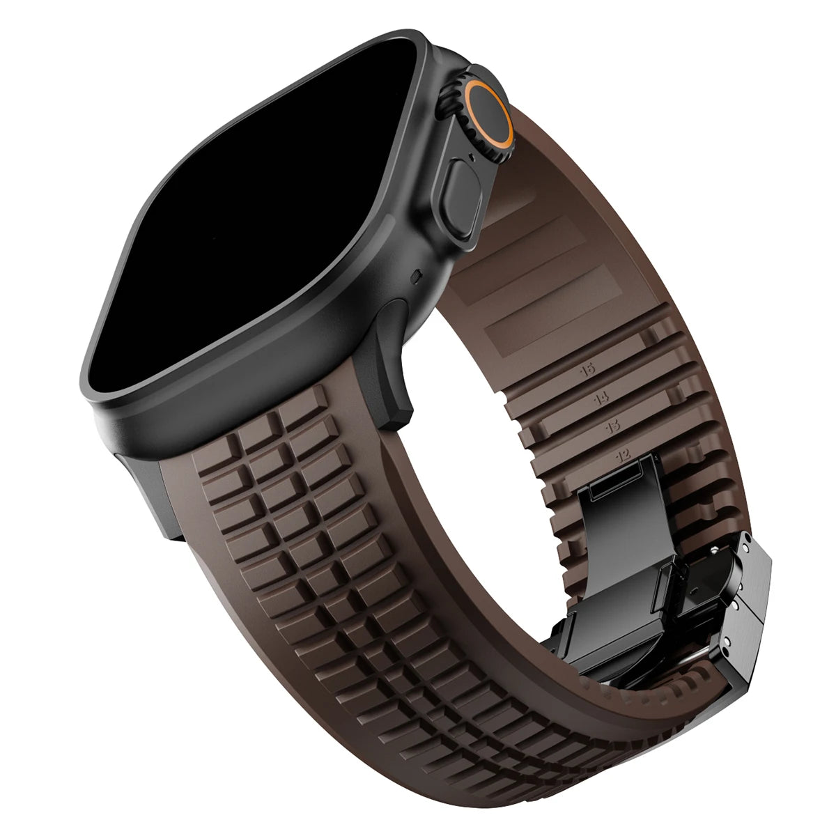 Silicone Sport Band for Apple Watch Ultra 2, 49mm 46mm 45mm 44mm, Luxury Metal Bracelet for iWatch Series 10 9 8 7 6 5 4 Se