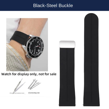 22mm Soft Silicone Watch Band for Casio Marlin MDV-106 Duro MDv106 MTP-1374 1375 EFS-S510 EFV-540, Magnetic Folding Buckle