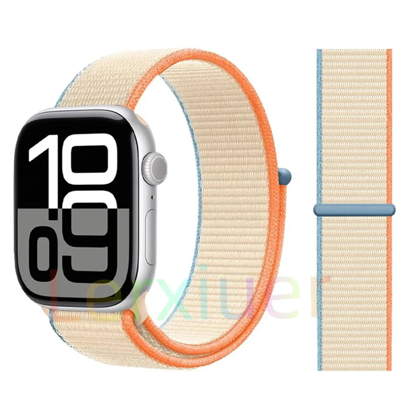适用于 Apple Watch 46mm 44mm 45mm 40mm 41mm 42mm 的尼龙回环表带，适配 iWatch 系列 11 10 9 SE 8 7 6 5 4 Ultra 3 2 49mm