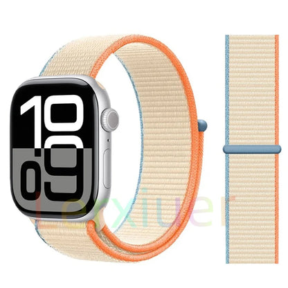 适用于 Apple Watch 46mm 44mm 45mm 40mm 41mm 42mm 的尼龙回环表带，适配 iWatch 系列 11 10 9 SE 8 7 6 5 4 Ultra 3 2 49mm