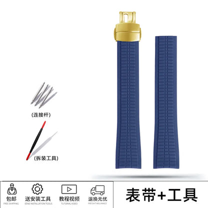 Cinturino per orologio in gomma fluorocarbonica FKM da 21 mm per Patek Philippe Aquanaut 5164A 5167A, cinturino di ricambio in silicone impermeabile