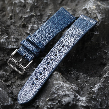 Bracciale da uomo fatto a mano in pelle di pesce perlato, 18mm, 19mm, 20mm, 21mm, 22mm, Vintage Devilfish, Nero, Verde, Blu, Morbido, Indossabile, Premium Lea