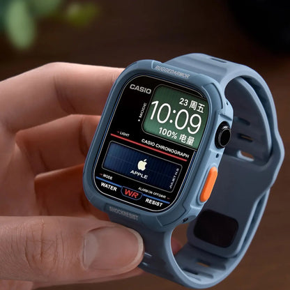 Étui en silicone + bracelet pour Apple Watch Series 11/10/9/8/7/6/SE/Ultra3, bracelet sport avec pare-chocs protecteur