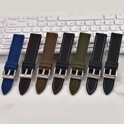 Bracelet de montre sport en silicone à dégagement rapide - Bracelet en caoutchouc souple respirant et imperméable, ajustement universel 18 mm 20 mm 22 mm pour hommes et femmes