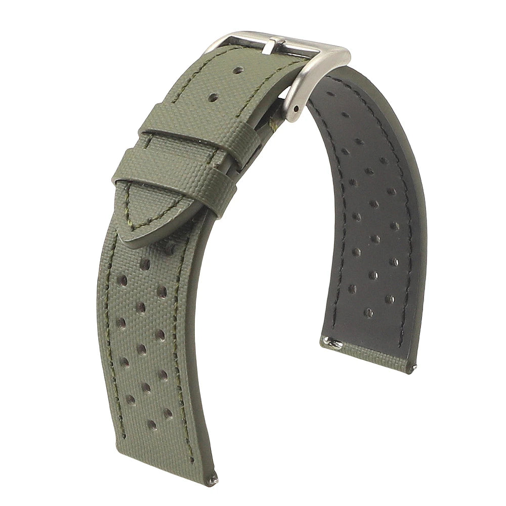 Premium sailcloth watch strap 18mm 19mm 20mm 22mm rally racing watch strap breathable perforated quick-release sports watch straps