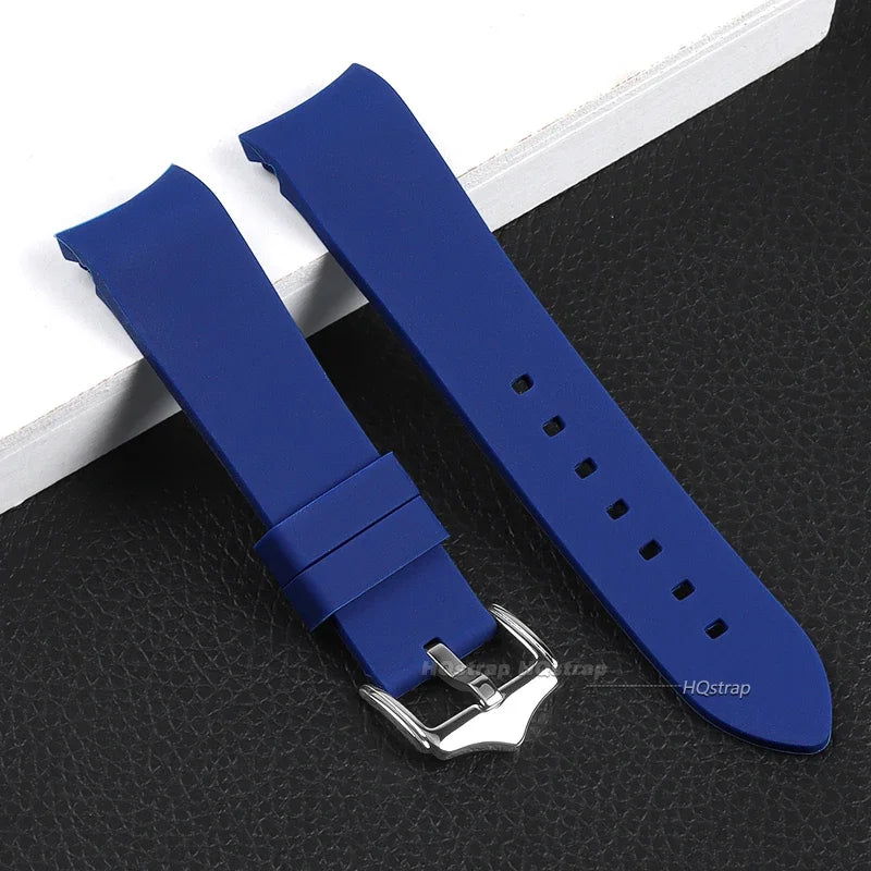 Bracelet en caoutchouc à extrémité incurvée, 20mm 22mm, en Silicone, pour Seiko, Bracelet de Sport étanche pour Rolex, haute qualité