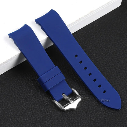 Bracelet en caoutchouc à extrémité incurvée, 20mm 22mm, en Silicone, pour Seiko, Bracelet de Sport étanche pour Rolex, haute qualité