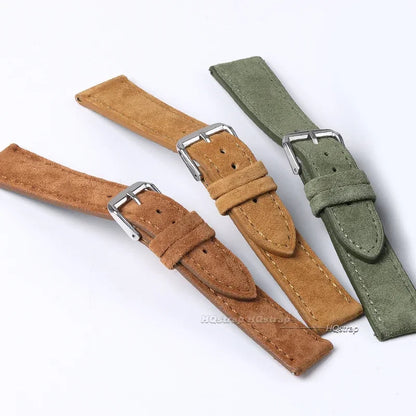 Bracelet de montre en cuir véritable suédé pour Seiko, Vintage, couture faite à la main, pour Rolex 18mm 19mm 20mm 22mm 24mm