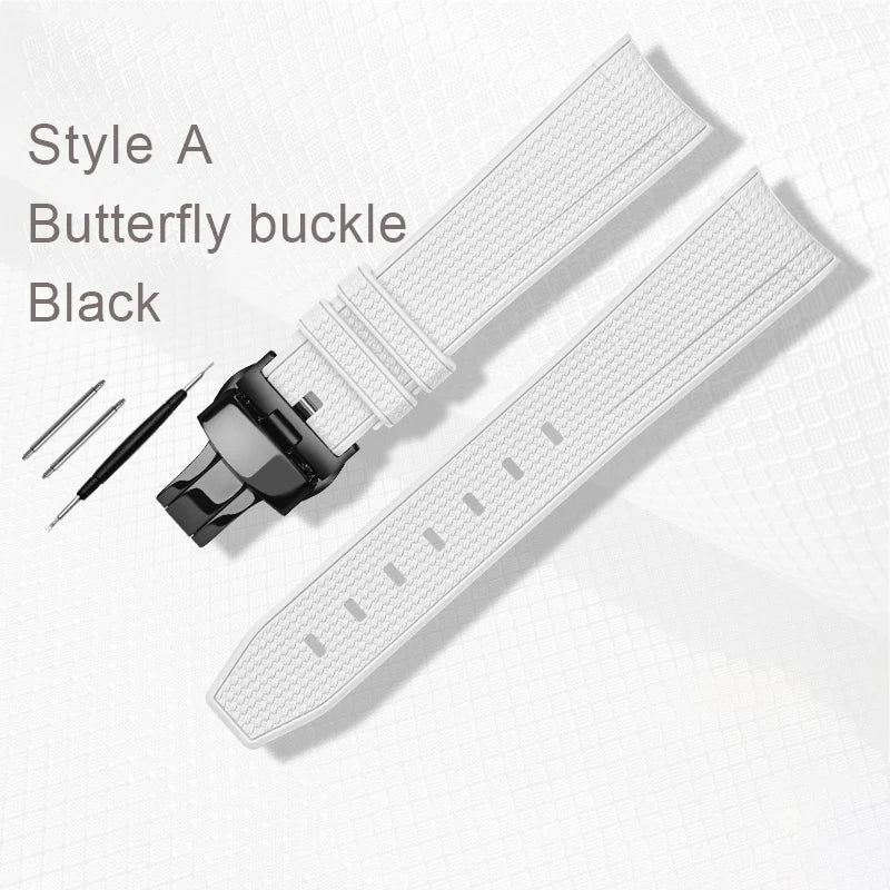 White rubber watch strap for Omega X Swatch, MoonSwatch, Constellation, waterproof, sport, watch band, curved end band, 20mm