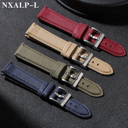 Bracelet de montre en cuir voile de qualité, 20mm 22mm, pour Seiko pour Omega, tissu en Nylon, accessoires de bracelet à dégagement rapide