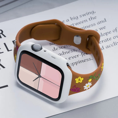 Cute Flower Silicone Strap Case for Apple Watch Ultra 49mm S10 S11 42mm 46mm 38 40 41 44 45 mm for iwatch SE 2 3 4 5 6 7 8 9