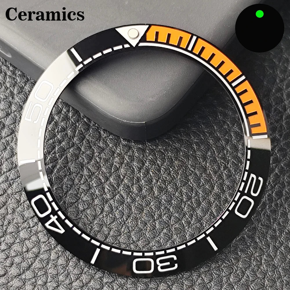 Insert de lunette incliné en céramique/aluminium 41.5mm x 32.7mm, adapté au remplacement de lunette de montre pour hommes, accessoires de montre