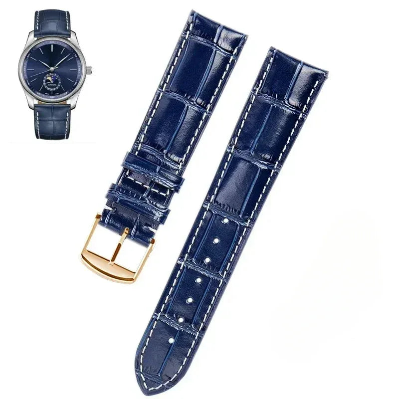 Per il bracciale artigianale Longines con luna e magnifico motivo coccodrillo blu, cinturino da uomo Comcas 20 mm. È adatto