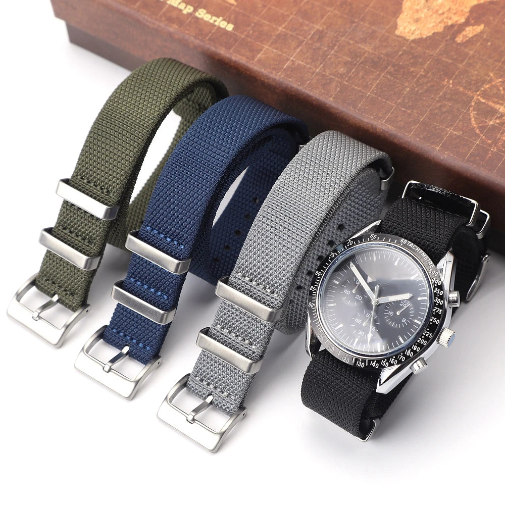 Cinturino per orologio in nylon intrecciato in tessuto resistente ad alta densità di alta qualità 20 mm 22 mm, cinturino per orologio sportivo in nylon morbido e spesso, accessori