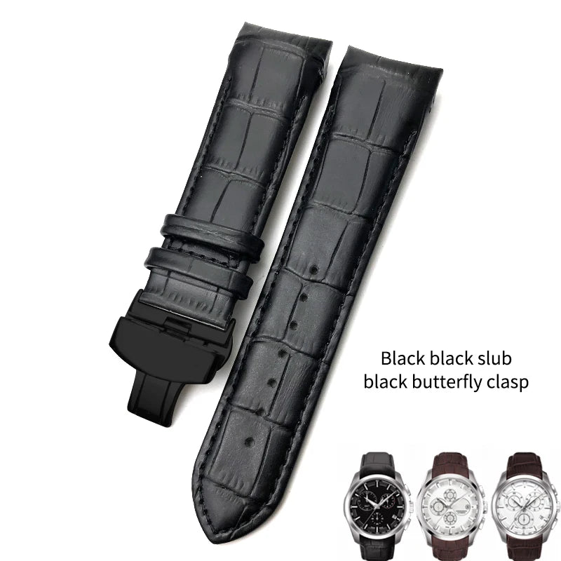 Bracelet de montre en cuir véritable à extrémité incurvée, 22mm 23mm 24mm, pour ceinture de montre Tissot 1853 COUTURIER T 035407 A T 035627 Outils de sangle pour hommes