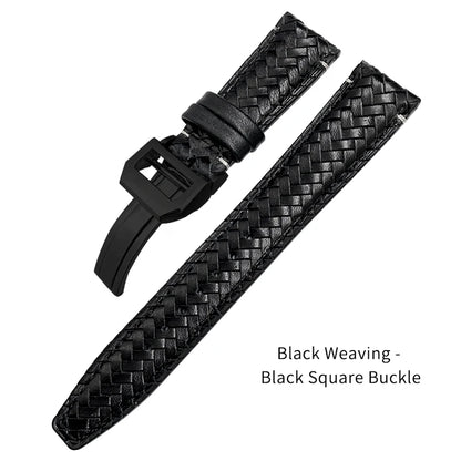 Bracelet de montre tissé en cuir de vachette pour IWC, bracelet de montre en cuir véritable, extrémité incurvée, marque de pilote portugaise, haute qualité, 20mm, 21mm, 22mm