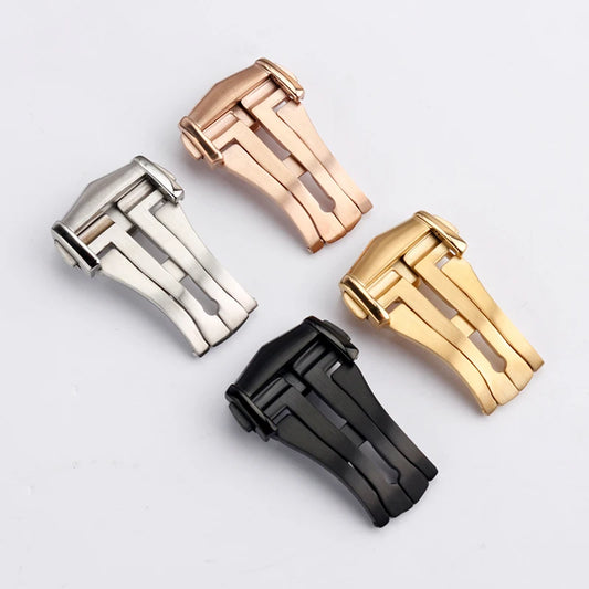 Fibbia deployante per cinturino Omega in pelle/gomma, chiusura deployante in metallo, in acciaio inossidabile, accessori per fibbia dell'orologio, 16mm 18mm 20mm