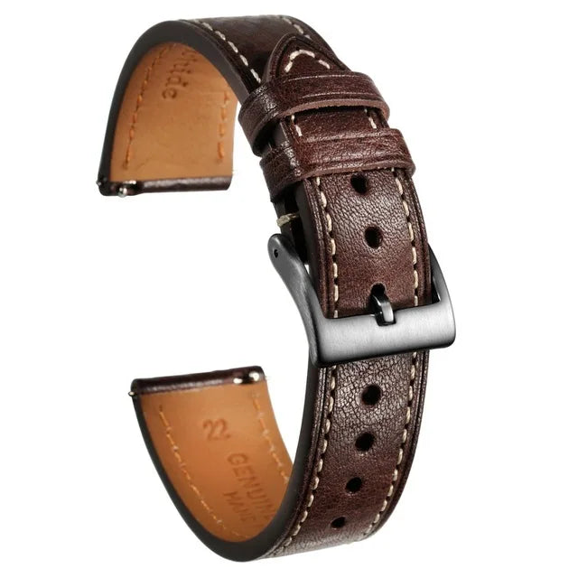 HEMSUT Italia, cinturino per orologio da uomo in vera pelle bovina, vintage, avvolgente, morbido, fatto a mano, in pelle, a sgancio rapido, 22mm, 18mm, 20mm