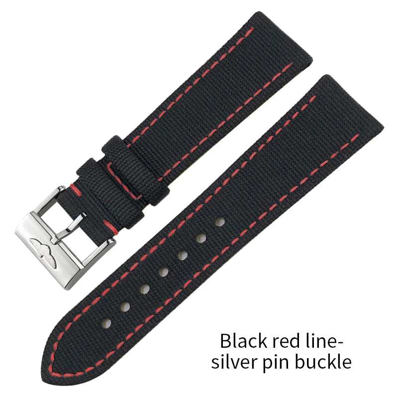 Bracelet de montre en cuir et nylon épais de qualité, 21mm 22mm, pour Breitling Avenger CHRONOMAT NAVITIMER SUPEROCEAN, bracelet de montre à fond jaune